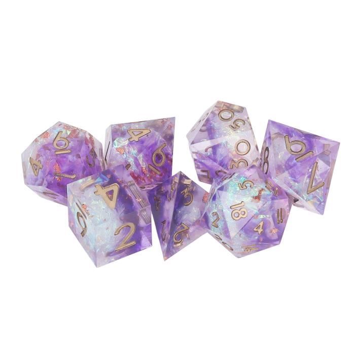 Jeu De 7 Dés Polyédriques En Acrylique Transparent - Pour Jeux De Rôle (D&D), Jeux De Société - Petite Taille, Gravure Claire - 3