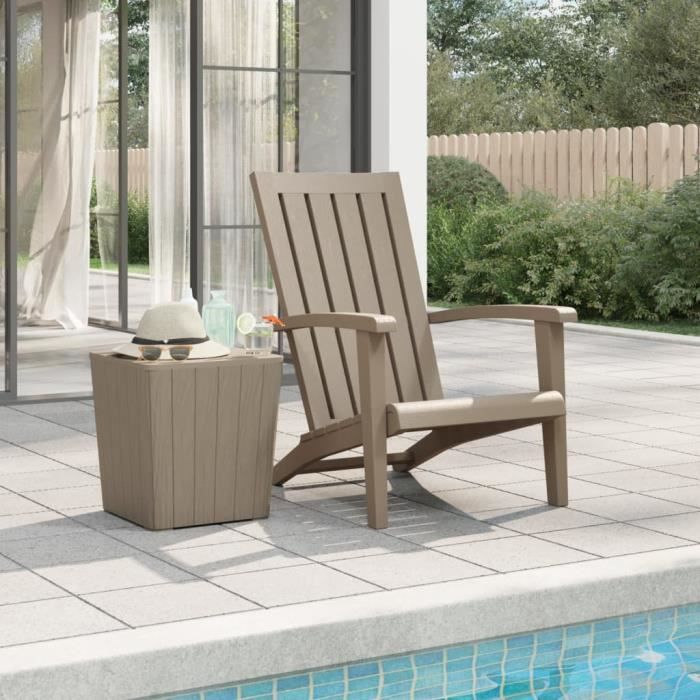 VX - Chaise de jardin Adirondack marron clair polypropylène