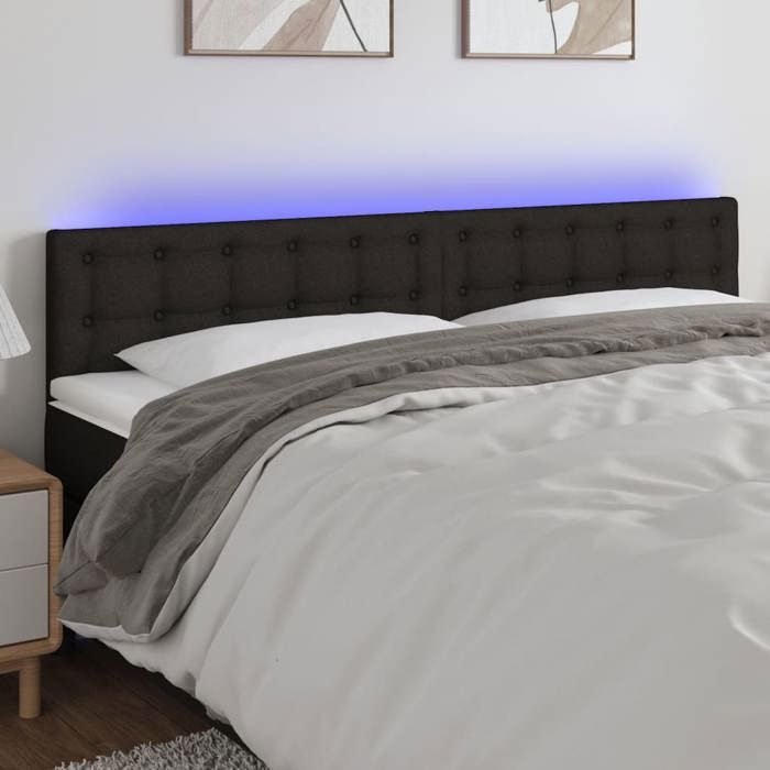 vidaXL Tête de Lit à LED Meuble de Chambre à Coucher Accessoire de Lit Double Tête de Cadre de Lit Intérieur Noir 3122062