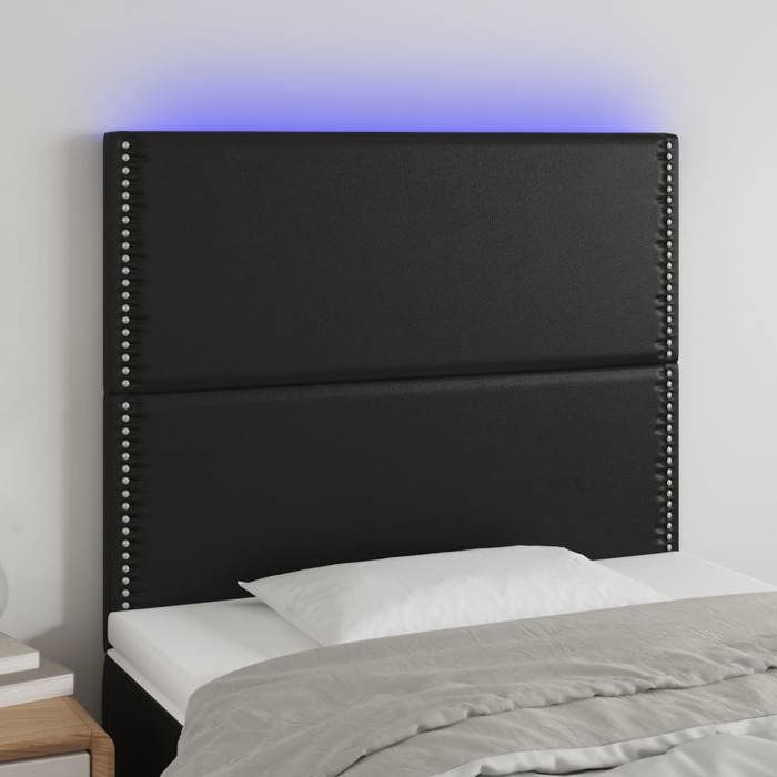 vidaXL Tête de Lit à LED Meuble de Chambre à Coucher Accessoire de Lit Simple Tête de Cadre de Lit Intérieur Noir 3122362