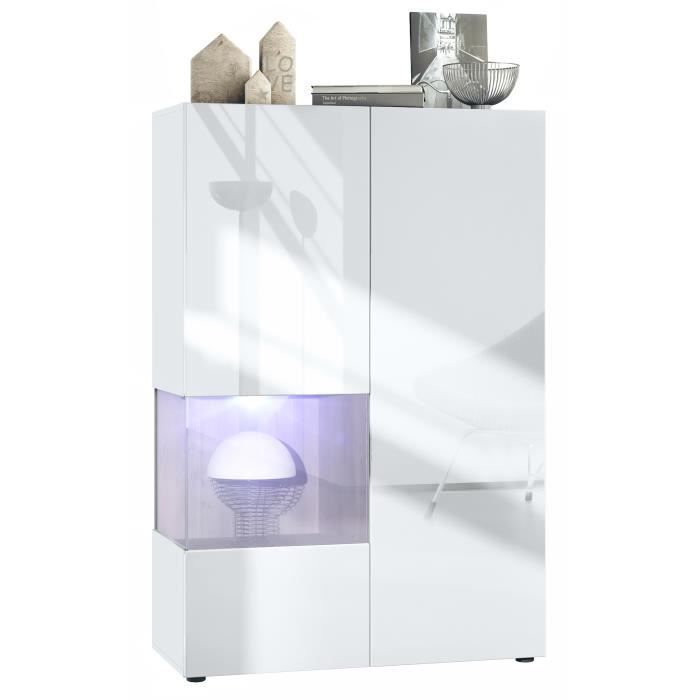 Vitrine Granada Vladon - Armoire Vitrée Made In Germany - Porte Verre Et MDF Blanc - 50x122.5x34.5 Cm