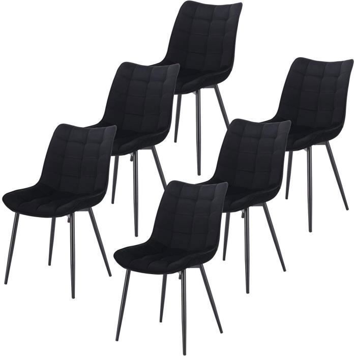 Chaises de salle à manger en velours noir - WOLTU - Lot de 6 - Design  scandinave - Pieds en métal - Cdiscount Maison