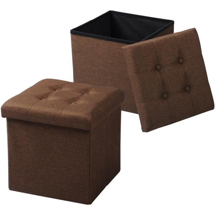 WOLTU Lot de 2 Tabouret Pouf Coffre de Rangement Pliable en Lin Charge jusquà 150 kg 37 5x37 5x38cm (L x L x H) Brun WOLTU Lot de 2 Tabouret Pouf Coffre de Rangement Pliable en Lin Charge jusquà 150 kg 37 5x37 5x38cm (L x L x H) Brun