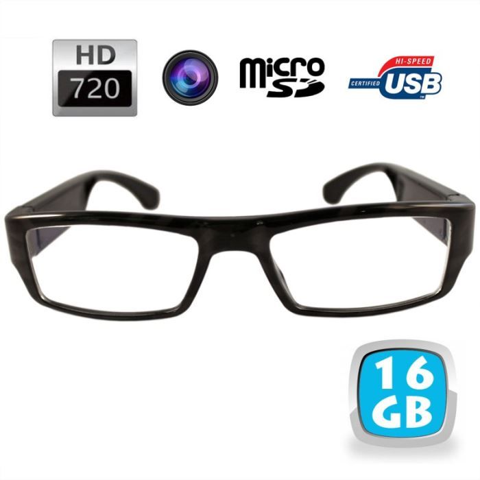 Paire de Lunettes de Vue Camera Espion Photo Vidéo 720P Micro SD 16Go USB Video Plastique YONIS