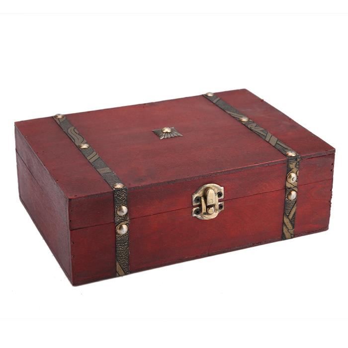Coffre à Trésors En Contreplaqué Marron Foncé 90x50x40 Cm – Avec Loquets, Dessus Plat Utilisable Comme Table Basse
