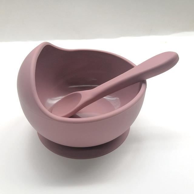 Kyraton Bol Antidérapant Bébé Avec Ventouse – Bol Sucette + Paille + Cuillères, Incassable Réutilisable (Bleu Clair)
