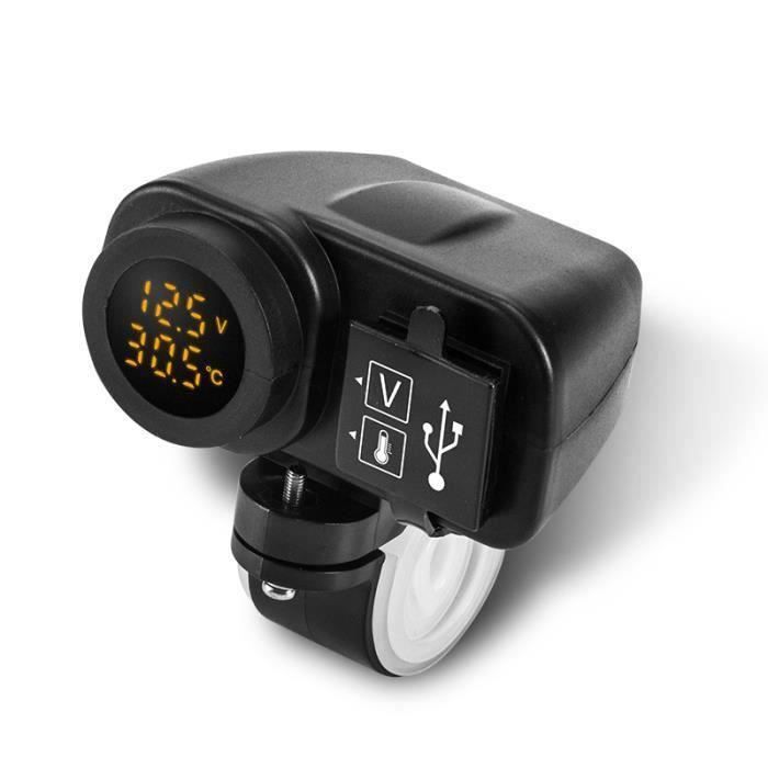 QUMOX Voltmètre Allume-cigare Thermomètre Chargeur USB LED Auto 12