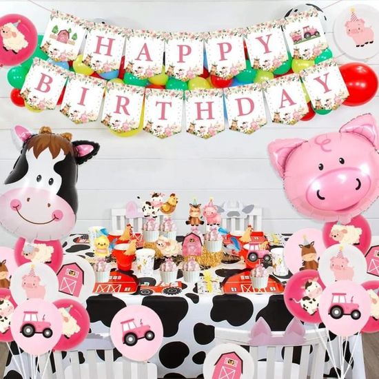 Décorations Des Animaux De La Ferme Ballons En Aluminium De La Basse-Cour  Et Cupcake Topper (Canard Coq Vache Ane, Porc, Mou[J15552] - Cdiscount  Maison