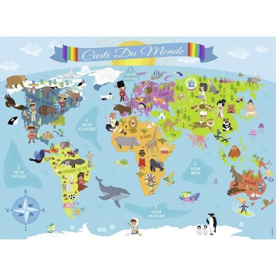 Puzzle 150 Pieces Carte Du Monde Nathan Puzzle Enfant Trieur Des 7 Ans Cdiscount Jeux Jouets
