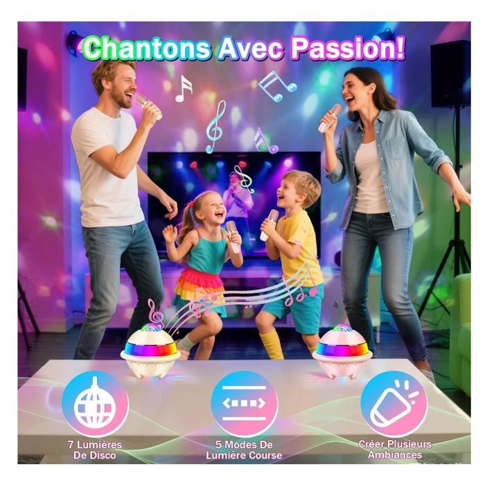 Micro Karaoké Enfant - Marque - Sans Fil Bluetooth - Lumières LED Micro Karaoké Enfant - Marque - Sans Fil Bluetooth - Lumières LED