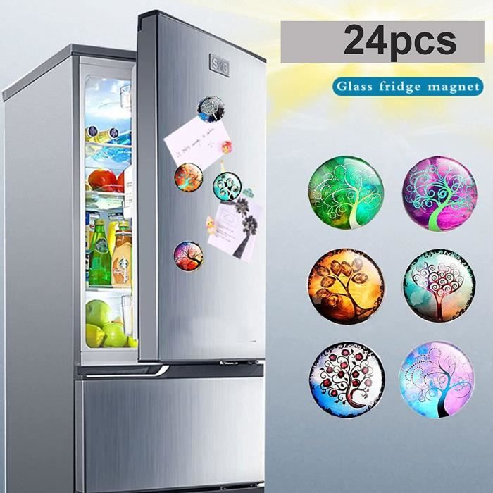 Aimant Réfrigérateur 3D Verre Aimants Décoratifs 24pcs Aimant