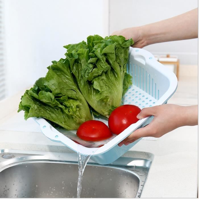 2 PCS multifonctionnel évier mobile cuisine en plastique panier de lavage  de légumes panier de vidange de stockage de fruits et légumes (violet)