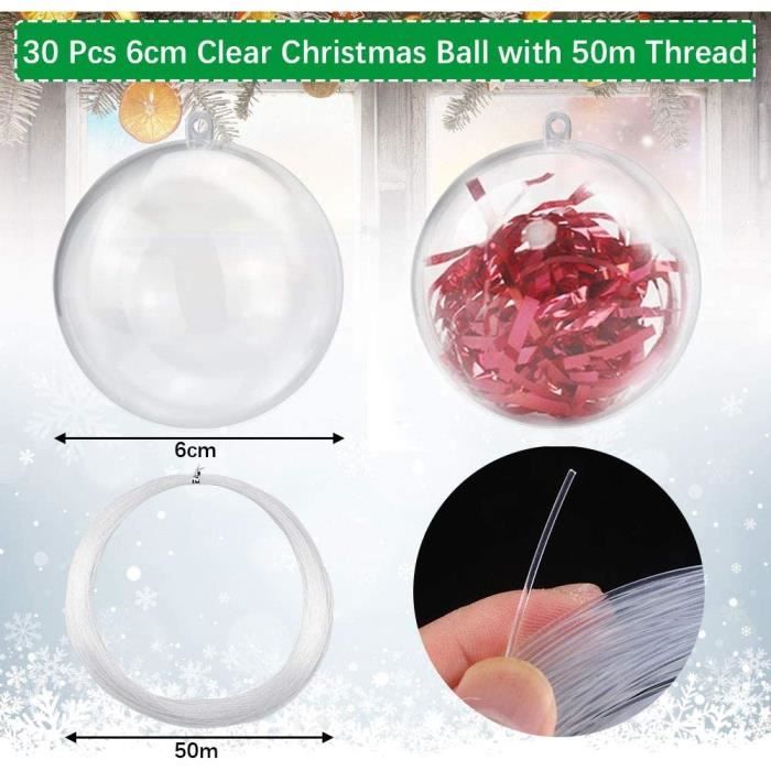 Lot De 25 Boules De Noël En Plastique Transparent Pour Décoration De - 6