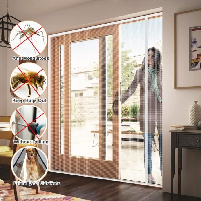 Moustiquaire Porte Magnetique 90 X 220 Cm Facile à Installer Fermeture Automatique Moustiquaire Porte Fenetre Anti Insecte Mouche Moustique Pour Couloirs, Portes Noir