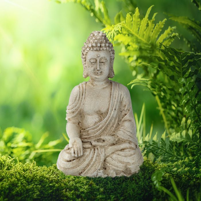 Statue Bouddha Assis XXL 70cm - Résistant Intempéries - Déco Jardin Ou Intérieur - Relaxdays