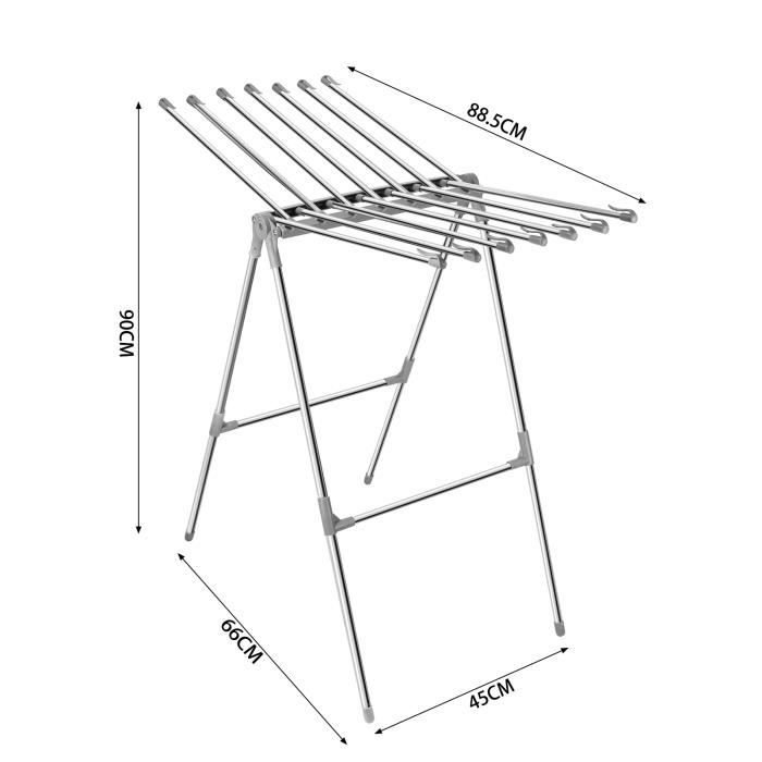 Séchoir à Linge Baignoire étendoir Stable Multipositions – Acier Inoxydable Anti-rouille – Pliable