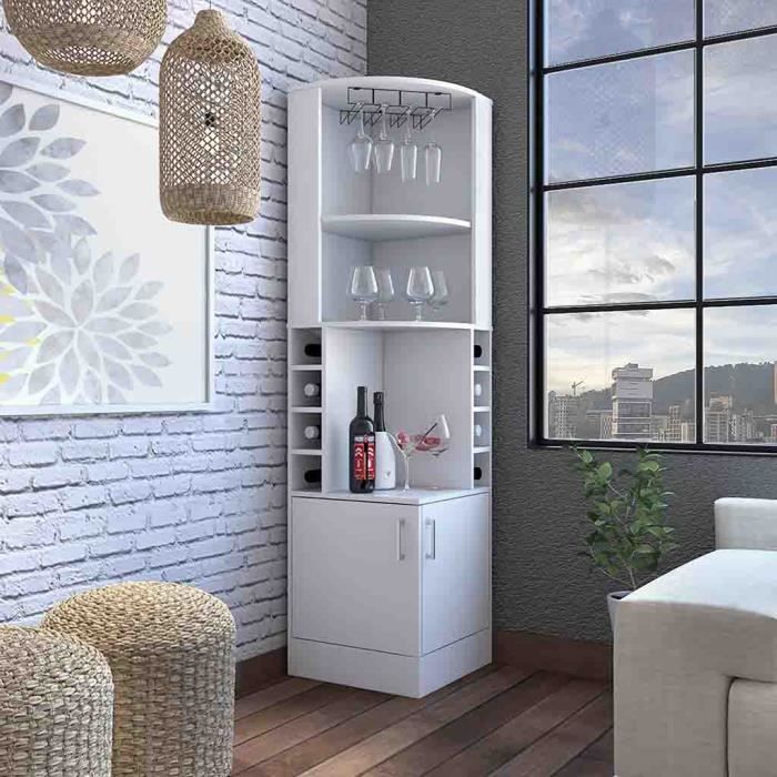 Meuble Bar d'angle Syrah avec porte-verres - TUHOME - Blanc - Salon -  Contemporain - Design - Cdiscount Maison