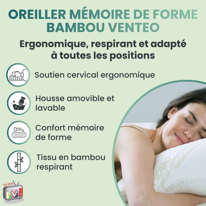 Oreiller Ergonomique Cervical Mémoire De Forme Elviros – Anti Ronflement Gris