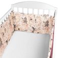 Tour De Lit Bebe Velvet 180 x 30 cm - Coton et Velours - contour lit bebe respirant pour garcon fille Rose sale motif rose sauvage-2