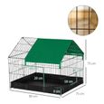 Cage parc enclos rongeurs dim. 90L x 75l x 75H cm - bâche de sol/toit imperméable, porte, trappe - acier oxford noir vert-2