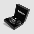 SERASAR | Bracelet en Cuir véritable pour les Hommes "Brave" en Argent (17cm) | Fermeture Magnétique en Acier Inoxydable | B043-2