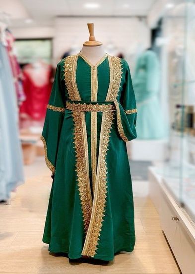 Caftan enfant fille Ayaan Takchita Vert robe oriental abaya karakou djellaba vert Cdiscount Pret a Porter