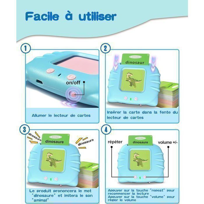 Cartes Flash Parlantes Bilingual (Français et Anglais), Flash Jouets éducatifs pour Enfants de 2 à 6 Ans, Cartes éducatives Enfants pour écouter et Apprendre 224 Mots (Rose