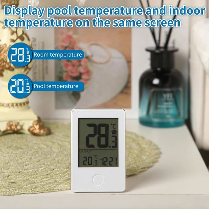Thermomètre Piscine Sans Fil Flottant - Triple écrans LCD - Portée 100 M - Mesure Température Eau Et Humidité Intérieure