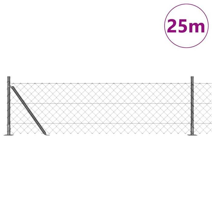 VidaXL Clôture En Treillis Métallique Avec Bride Anthracite 1,6x25 M - Barrière Robuste Pour Jardin Et Enclos Animaux