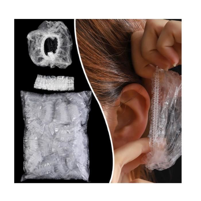 Bouchons d'oreille de douche jetables, couvre-oreilles en plastique  étanche, protège-oreilles pour la coloration des cheveux, 100 pièces, Mode  en ligne
