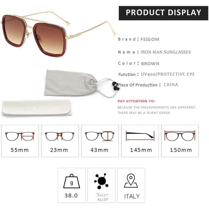 Lunettes Spider Man Edith Monture En Metal Pour Femme Lunettes De Soleil Classiques Downey Iron Man Tony Stark Etui A Lun n5036 Achat Vente lunettes de soleil Neuf Cdiscount