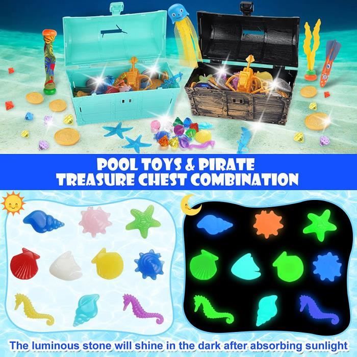 Jeu De Plongée Pirate Battat - 28 Pièces - Coffre Au Trésor Avec Gemmes - Jouet Piscine/Plage 8+