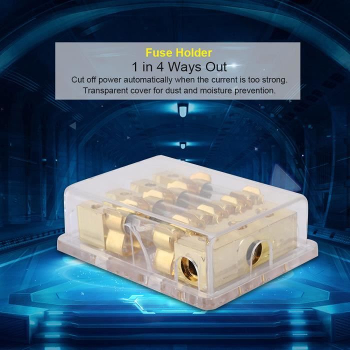 Sicherungsblock 12V 60A - 1 In 4 Auto Sicherungshalter Mit Transparenter Abdeckung