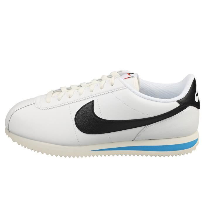 Baskets Nike CORTEZ Homme Blanc Noir Cuir Lacets 47 EU Blanc Cdiscount Chaussures