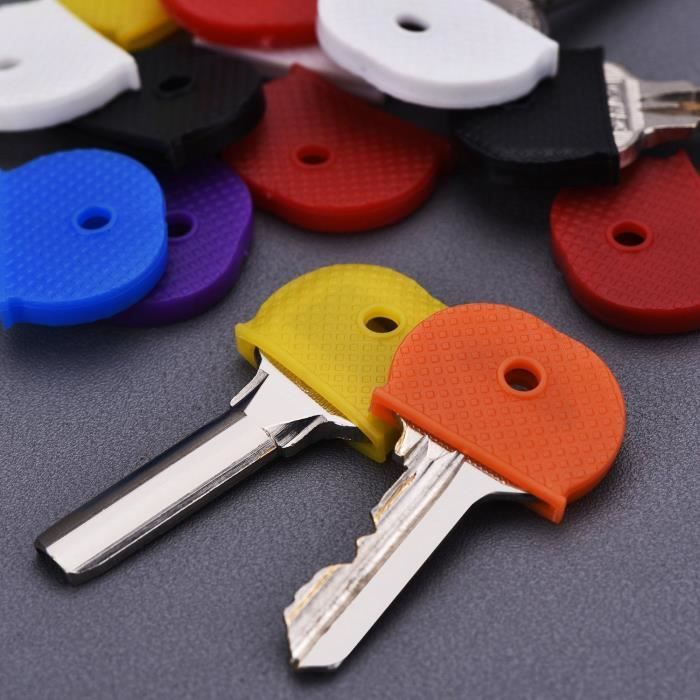 Porte-clés en caoutchouc creux multicolore, 10 couleurs, accessoires pour  clés de maison, bouchons souples