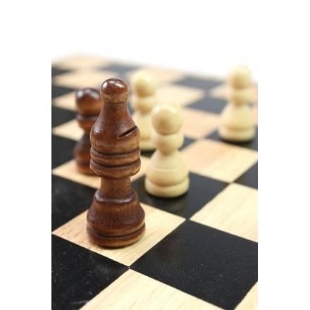 Échiquier bois Olivier coffret multi dominos solitaire dames - Jeux