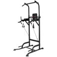 Barre de Traction - HOME FITNESS CODE - Chaise Romaine - Power Tower - Pull Up Ajustable -  Multifonctions dip station Noir-3
