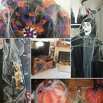 Toile D'araignée Halloween Extensible - 300 G, Couvre 1800 M² - Avec 100 Araignées - Décoration Maison Hantée, Jardin, Fête Effrayante - 9