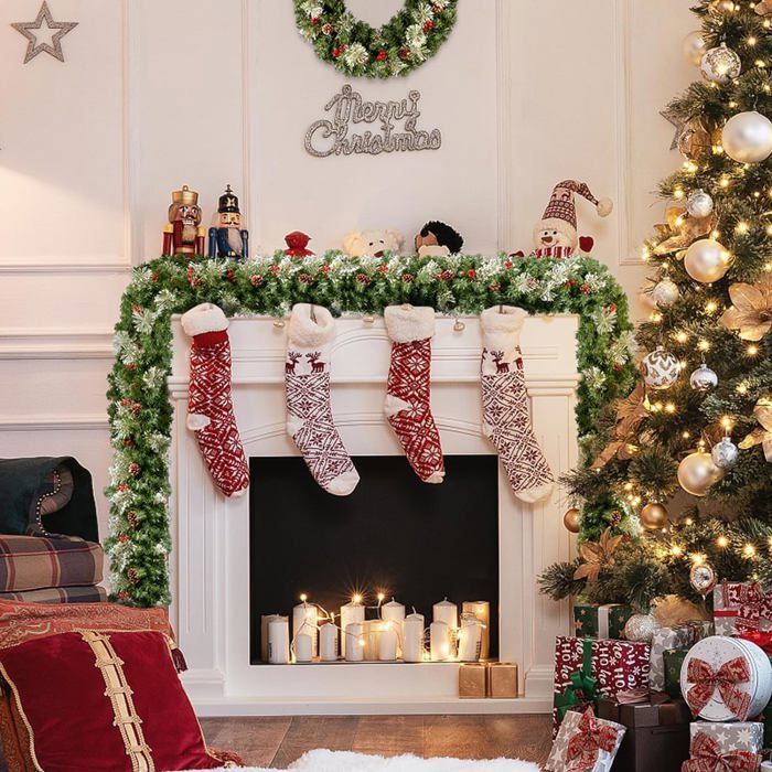 Guirlande De Noël Verte De 15,2 M, Décorations De Noël Non