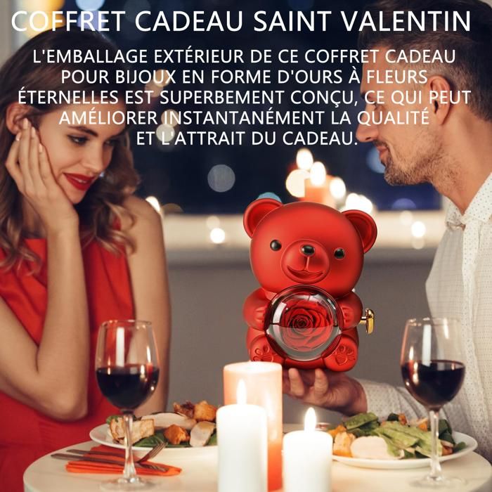 Fleur Eternelle Coffret Cadeau Avec Ours En Forme D'Ours Éternel - Boîte À Roses Rose Eternelle