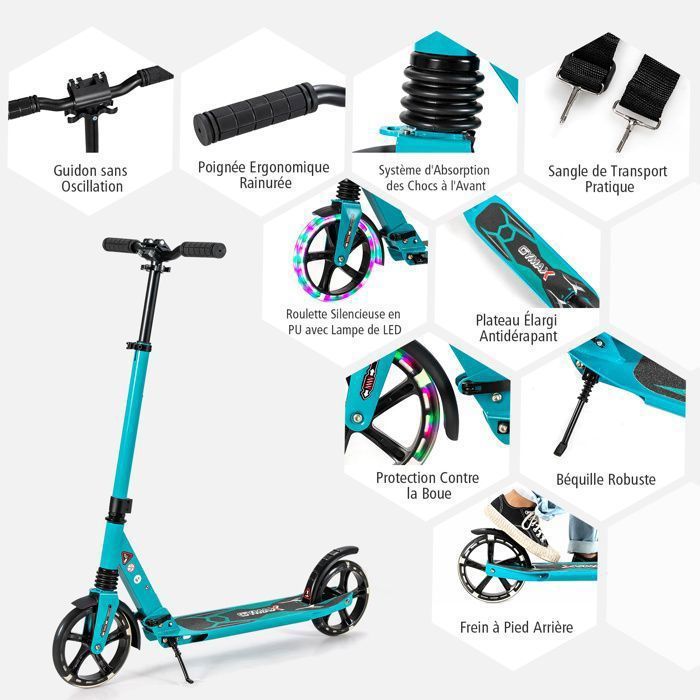 Zinc Trottinette lumineuse à trois roues pour enfant fille et garçon à partir de 3 ans – Rose