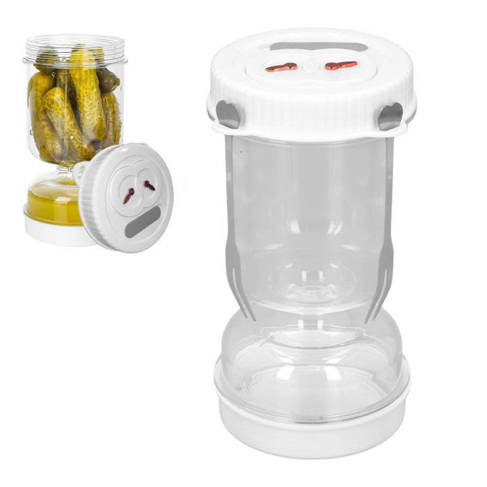 NIZEAMI Pot à Cornichons Et Olives Séparateur Humide/Sec Avec Passoire - Conservation Pratique