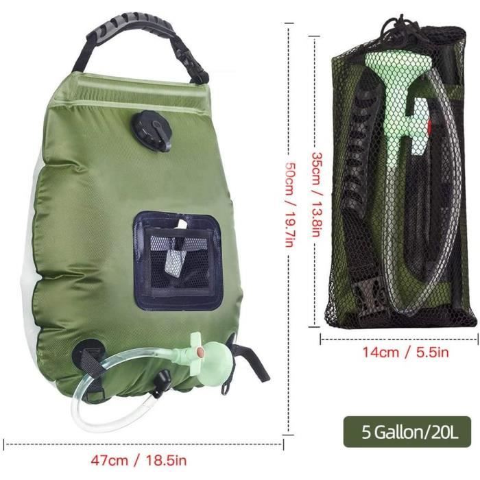 Qdreclod Lot 2 Douches Solaires 20L - Pliables, Portable Pour Camping, Randonnée - Chauffe à 40°C