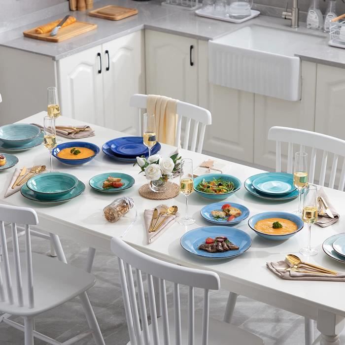 6 Assiettes Creuses Vancasso Bonita - Céramique 500ml, Style Minimaliste Multicolore, Micro-ondable