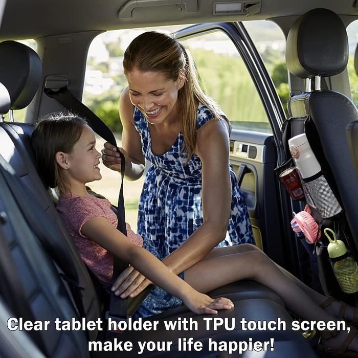 Organisateur de siège arrière de sac de rangement de voiture avec  protecteur de siège arrière de rangement de tablette pour enfants