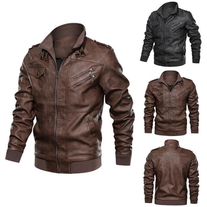 Veste De Moto Hommes Veste En Cuir PU Blouson De Course De Motocross - Auto