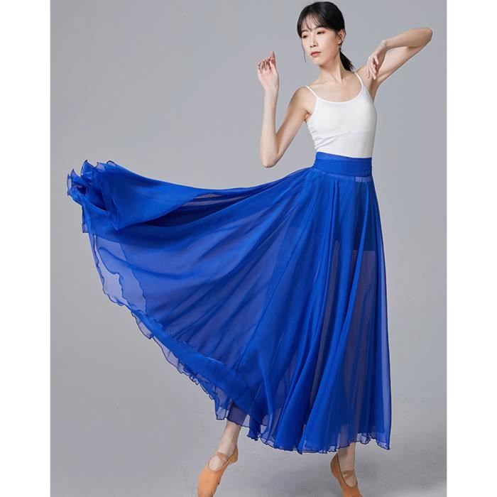 Jupe Longue Élégante du Ventre Jupe Danse Orientale Couleur Unie Jupe  Plissée Verstellbare Taille Jupon Tulle Élégant,Bleu saphir Bleu saphir -  Cdiscount Prêt-à-Porter