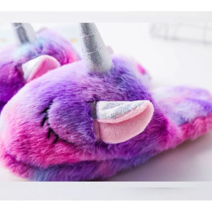 Chaussons à Paillettes Pour Fille - Pantoufles Doublées Peluche Chauffantes - Antidérapantes