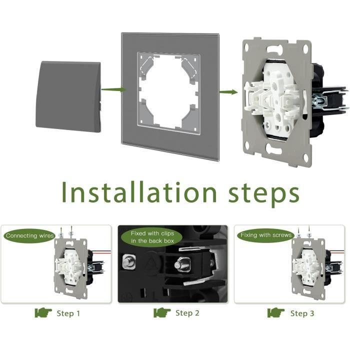 Interrupteur à Bascule à Encastrer 2 Broches Un-en 6 A-250 V Noir Connecteur De 4,8 Mm Imprimé I-0 - Bricolage