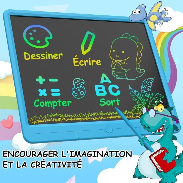Tablette d'écriture LCD dinosaure pour jouets d'enfants, 21,6 cm, tapis de dessin coloré pour tout-petits, cadeau d'apprentissage éducatif pour Noël et anniversaire, convient aux garçons et filles de Tablette d'écriture LCD dinosaure pour jouets d'enfants, 21,6 cm, tapis de dessin coloré pour tout-petits, cadeau d'apprentissage éducatif pour Noël et anniversaire, convient aux garçons et filles de